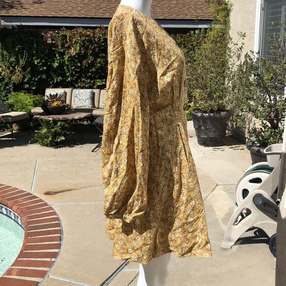 Free People Linen Blend Floral Dress Sz8 - Picture 5 of 8